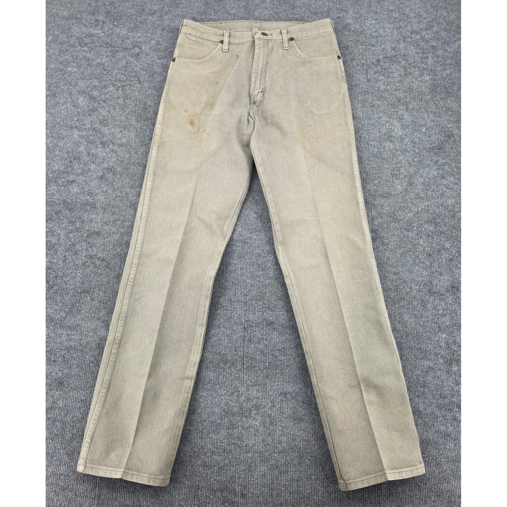 Vintage Distressed Wrangler Straight Jeans Gray Denim Western Pants Mens 32x34
